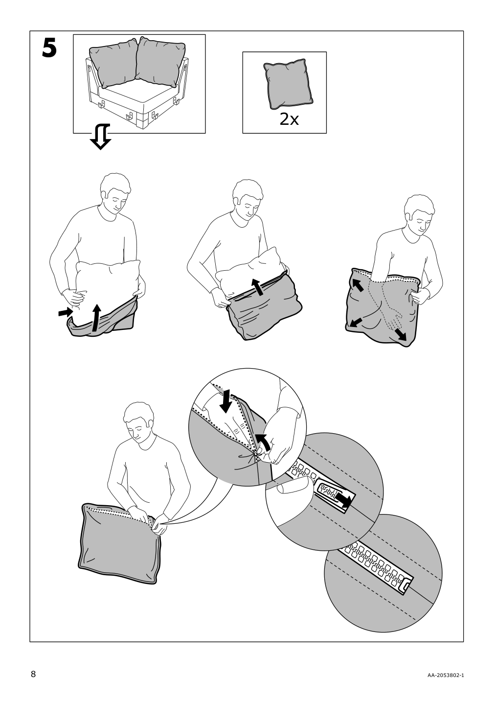 Assembly instructions for IKEA Groenlid cover for corner section ljungen dark red | Page 8 - IKEA GRÖNLID cover for corner section 003.970.05