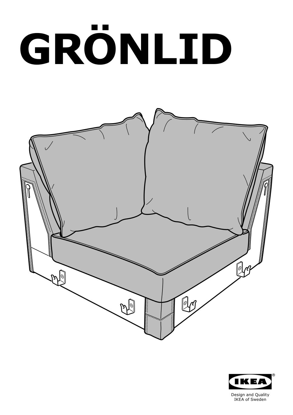 Assembly instructions for IKEA Groenlid cover for corner section sporda dark gray | Page 1 - IKEA GRÖNLID cover for corner section 603.986.91