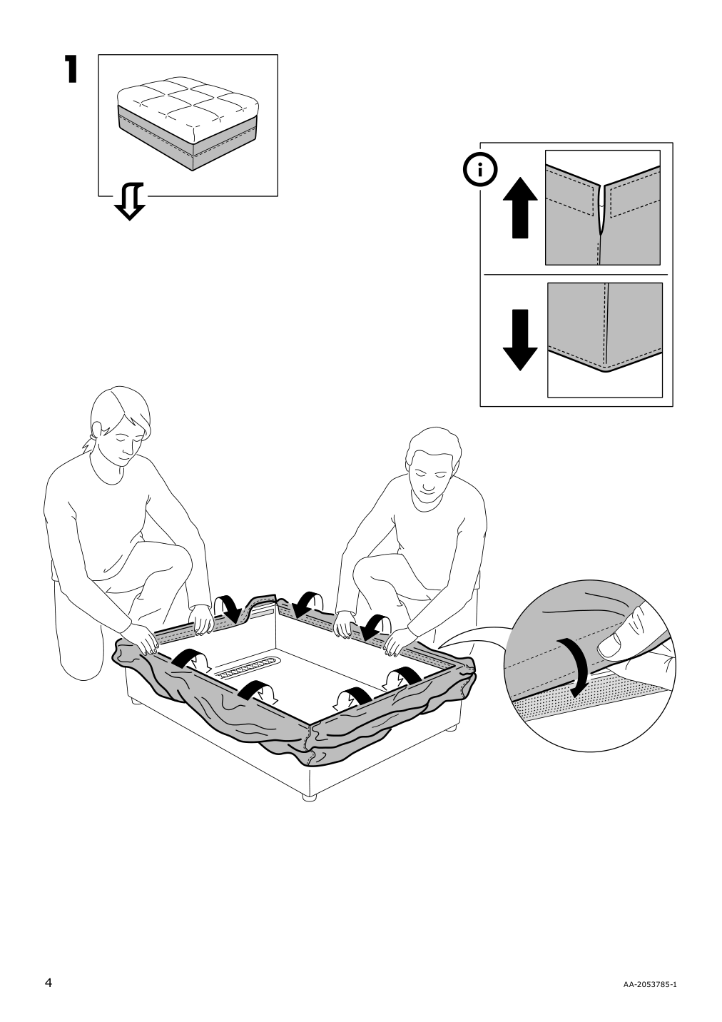 Assembly instructions for IKEA Groenlid cover for ottoman with storage ljungen dark red | Page 4 - IKEA GRÖNLID cover for ottoman with storage 703.970.16