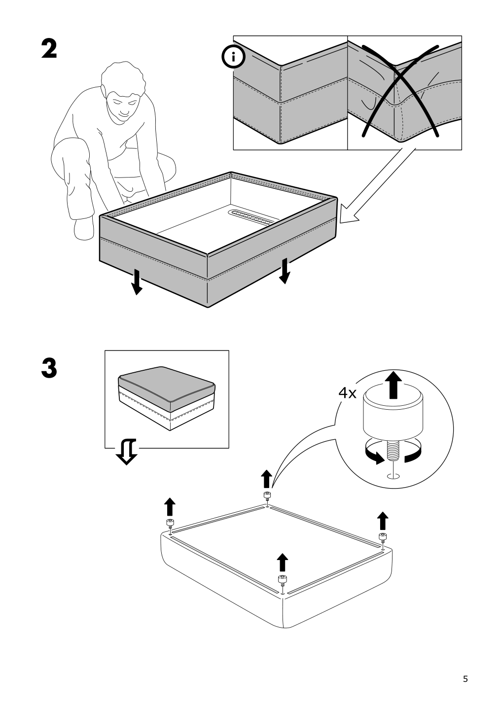 Assembly instructions for IKEA Groenlid cover for ottoman with storage ljungen dark red | Page 5 - IKEA GRÖNLID cover for ottoman with storage 703.970.16