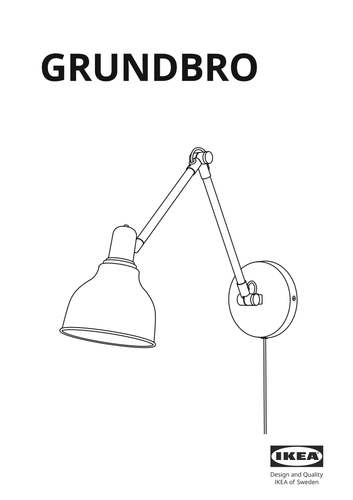 Assembly instructions for IKEA Grundbro wall lamp black | Page 1 - IKEA GRUNDBRO wall lamp 204.895.27