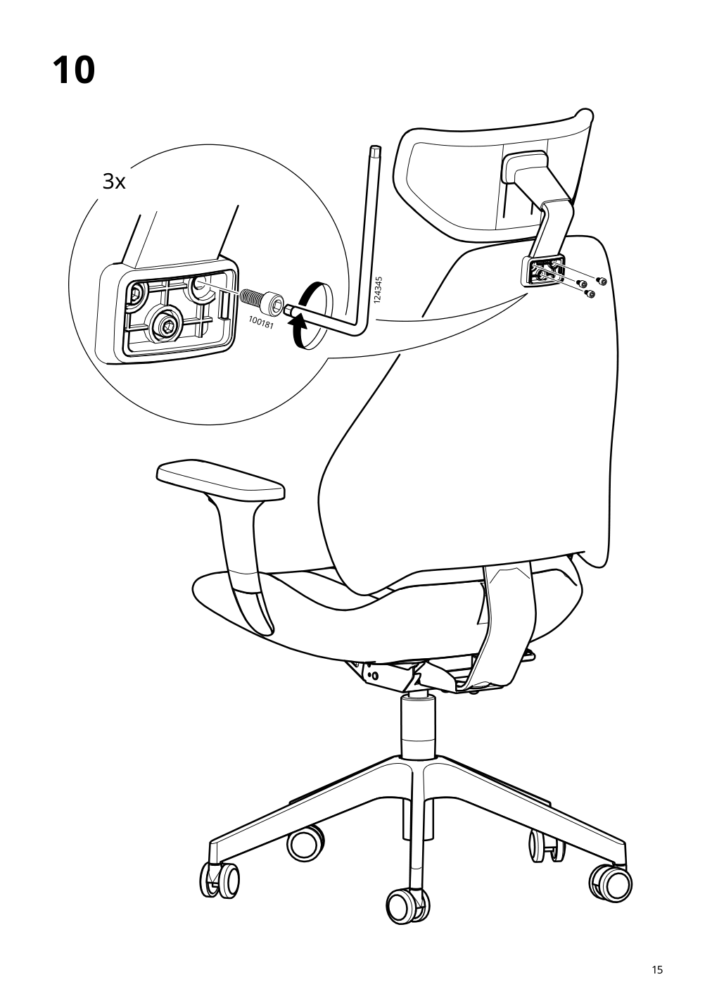 Assembly instructions for IKEA Gruppspel gaming chair grann black | Page 15 - IKEA UPPSPEL / GRUPPSPEL gaming desk and chair 994.411.65