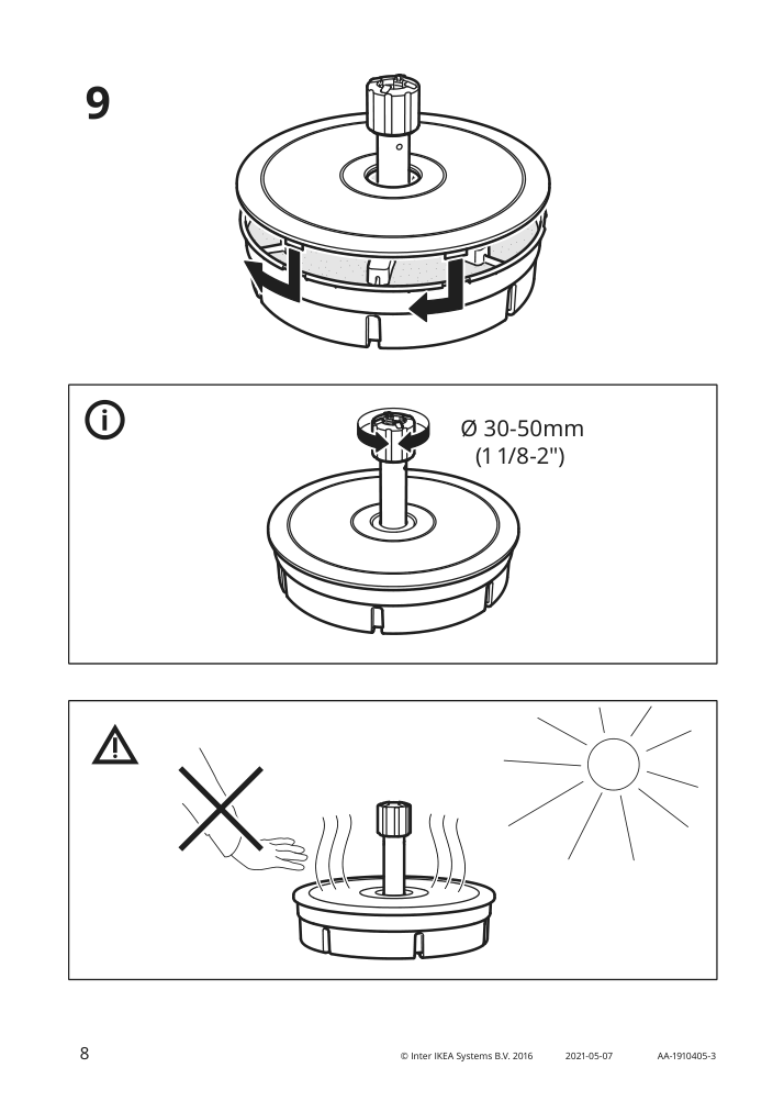 Assembly instructions for IKEA Grytoe umbrella base dark gray | Page 8 - IKEA KUGGÖ / VÅRHOLMEN umbrella with base 093.247.07