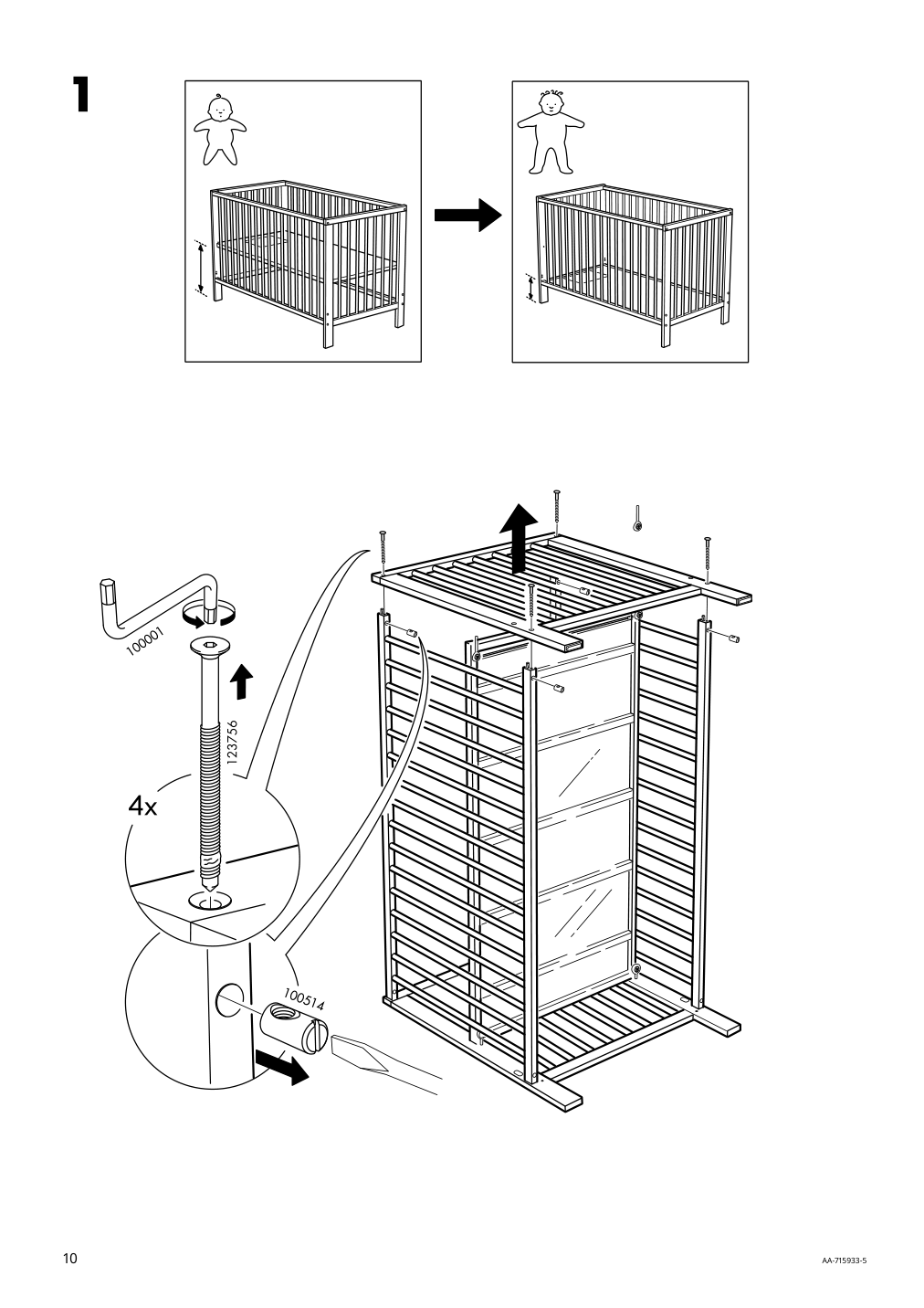 Assembly instructions for IKEA Gulliver crib white | Page 10 - IKEA GULLIVER crib 102.485.19