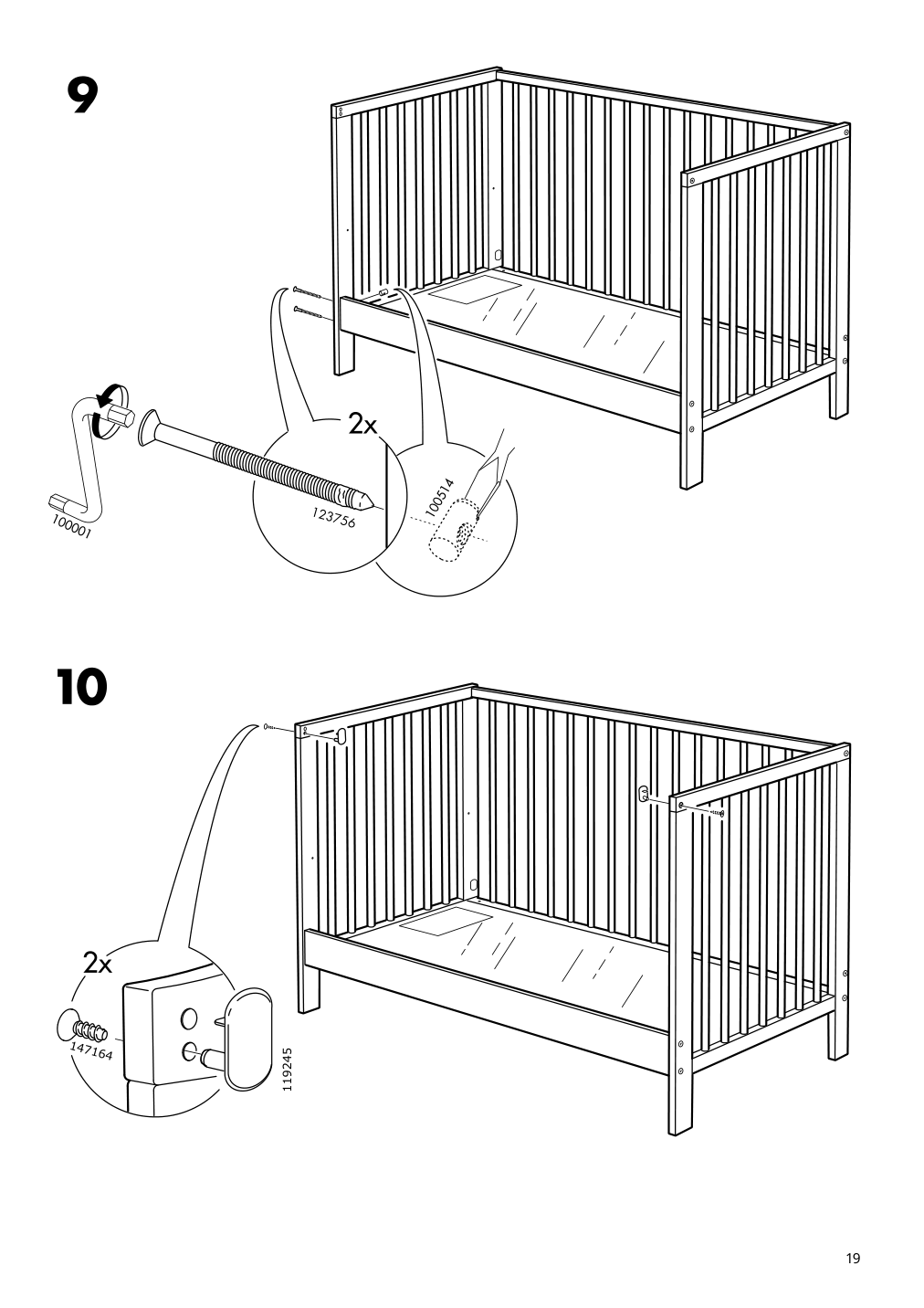 Assembly instructions for IKEA Gulliver crib white | Page 19 - IKEA GULLIVER 2-piece baby furniture set 195.061.13