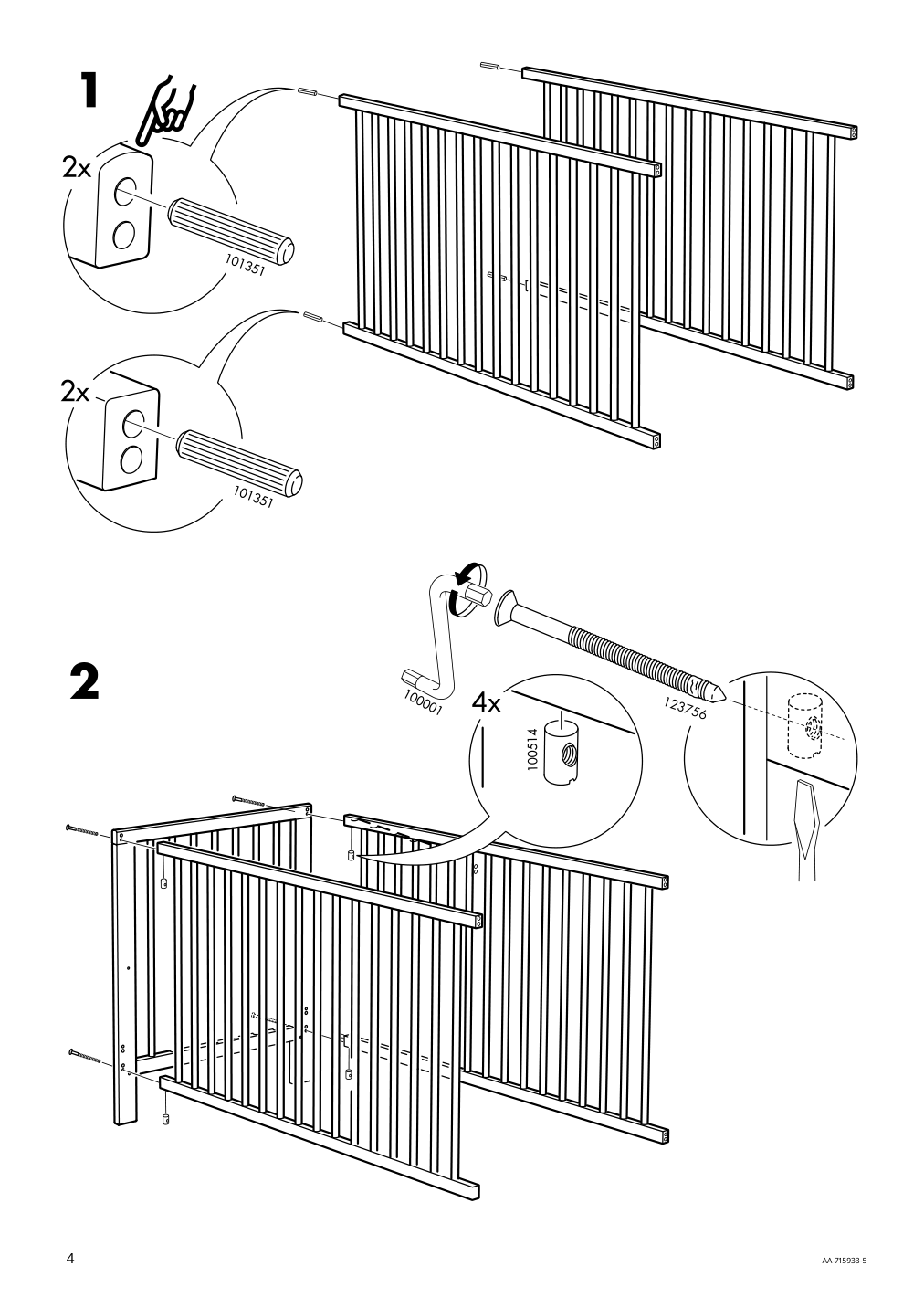 Assembly instructions for IKEA Gulliver crib white | Page 4 - IKEA GULLIVER crib 102.485.19