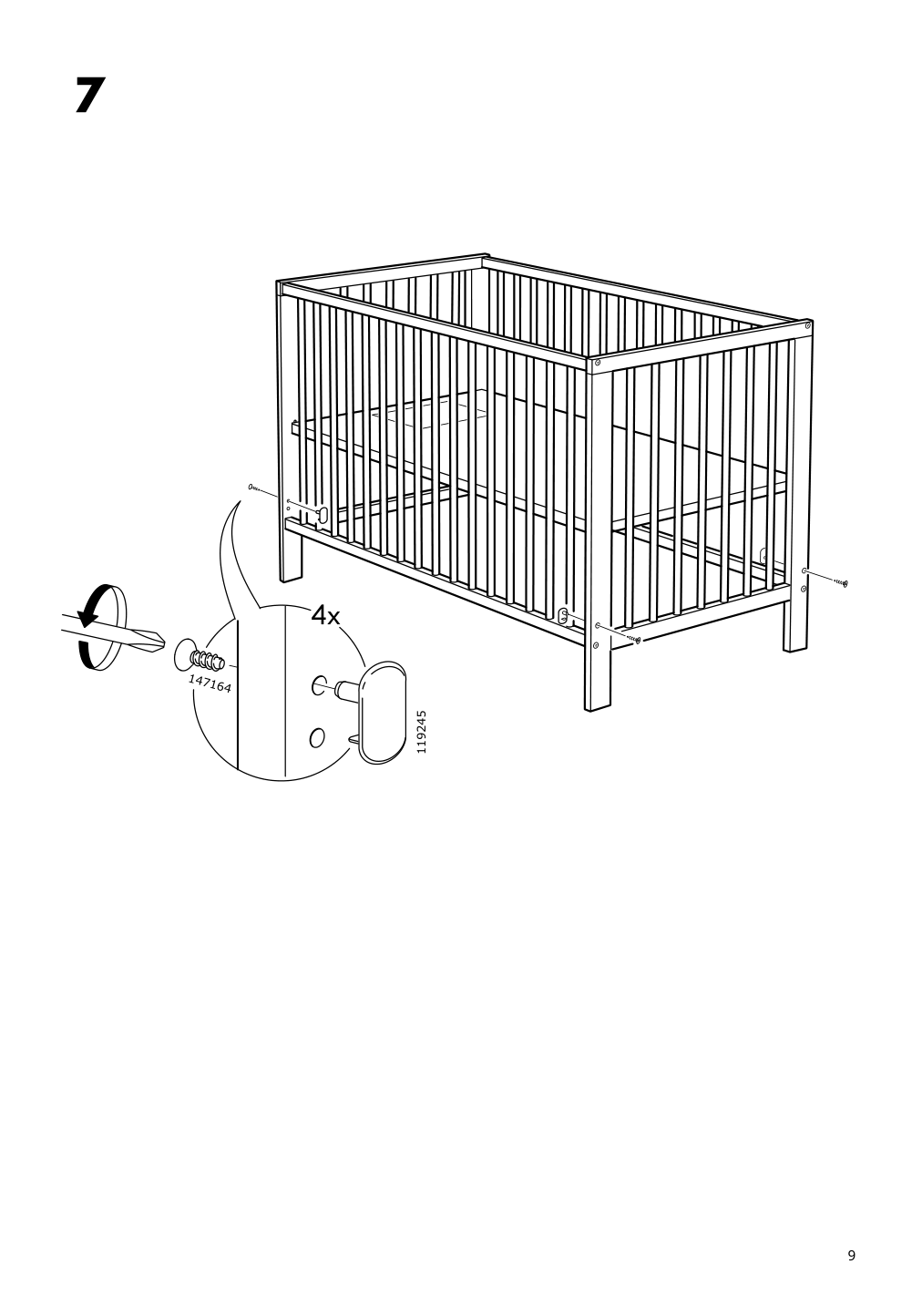 Assembly instructions for IKEA Gulliver crib white | Page 9 - IKEA GULLIVER 2-piece baby furniture set 195.061.13