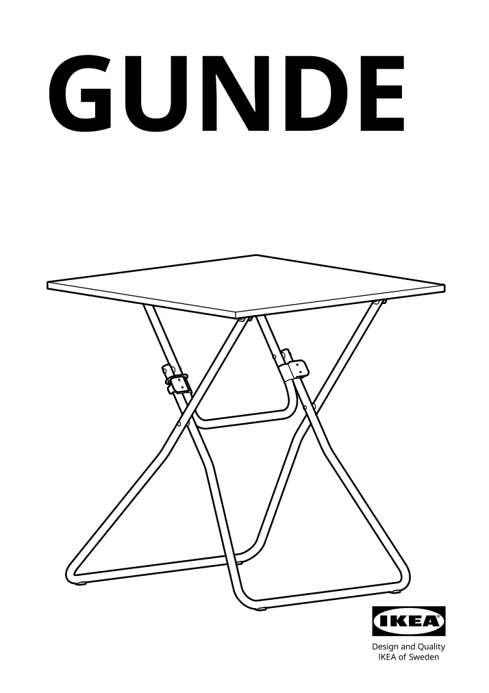 Assembly instructions for IKEA Gunde folding table black | Page 1 - IKEA GUNDE / ÖSTANÖ table and 2 chairs 195.648.05
