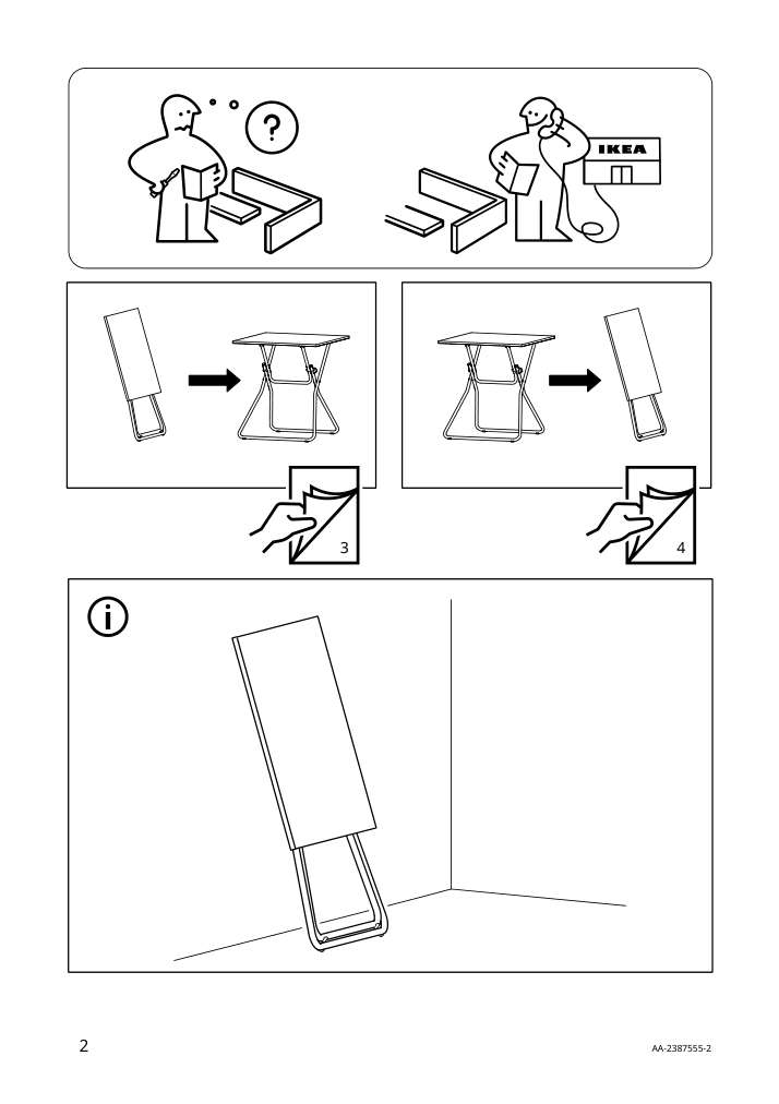 Assembly instructions for IKEA Gunde folding table black | Page 2 - IKEA GUNDE / ÖSTANÖ table and 2 chairs 195.648.05