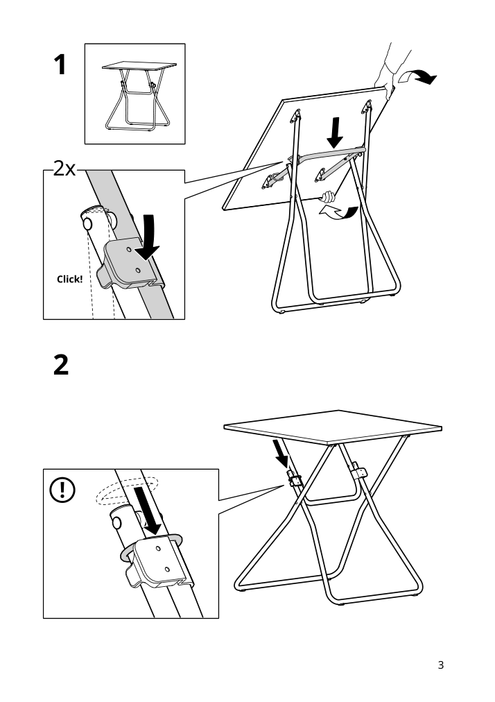 Assembly instructions for IKEA Gunde folding table black | Page 3 - IKEA GUNDE / ÖSTANÖ table and 2 chairs 195.648.05