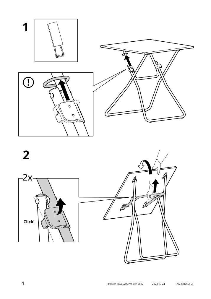 Assembly instructions for IKEA Gunde folding table black | Page 4 - IKEA GUNDE / ÖSTANÖ table and 2 chairs 195.648.05