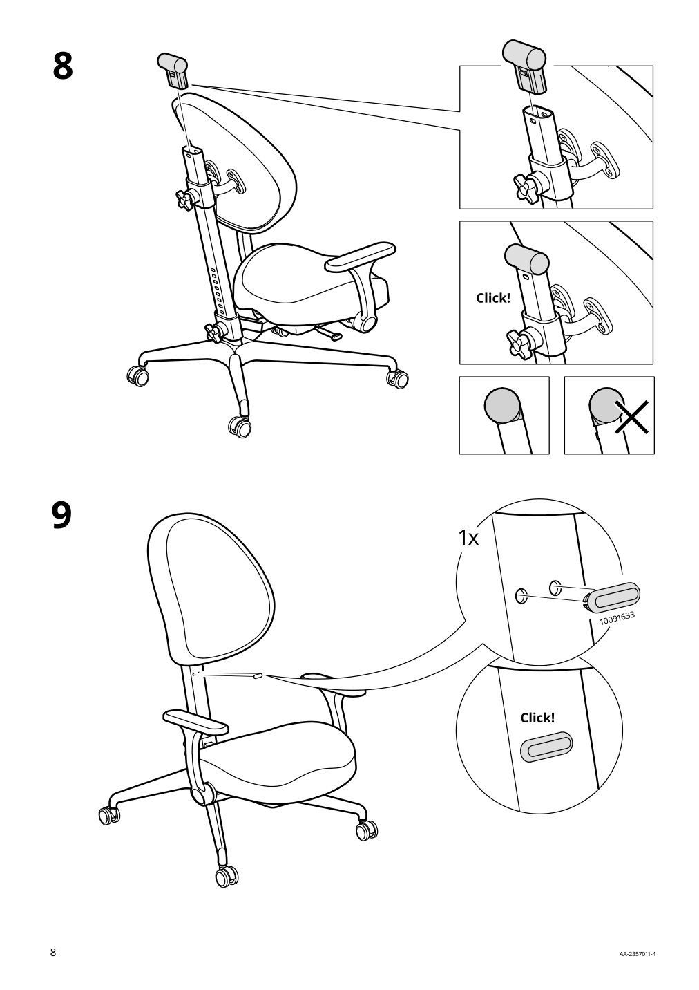 Assembly instructions for IKEA Gunrik childs desk chair turquoise | Page 8 - IKEA GUNRIK child's desk chair 305.586.24