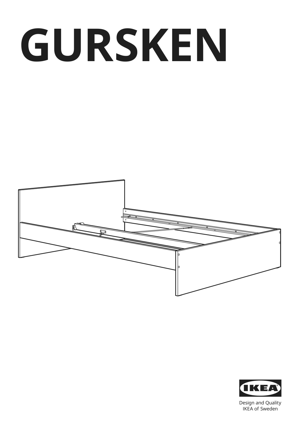 Assembly instructions for IKEA Gursken bed frame with headboard light beige | Page 1 - IKEA GURSKEN bed frame with headboard 194.086.69