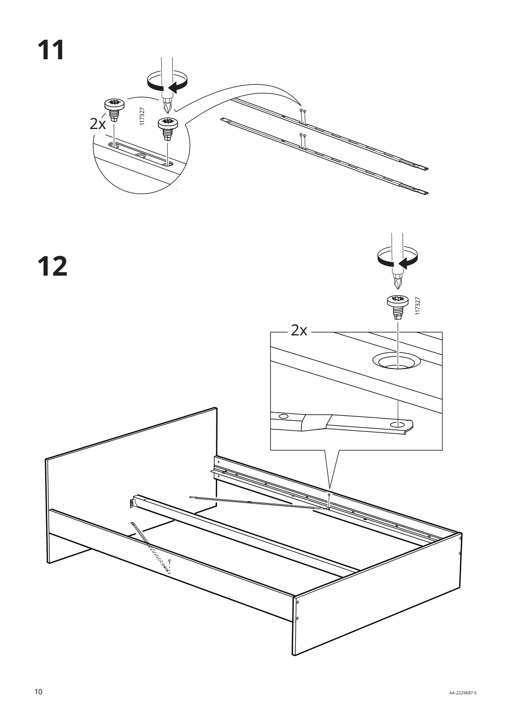 Assembly instructions for IKEA Gursken bed frame with headboard light beige | Page 10 - IKEA GURSKEN bedroom furniture, set of 3 494.205.04