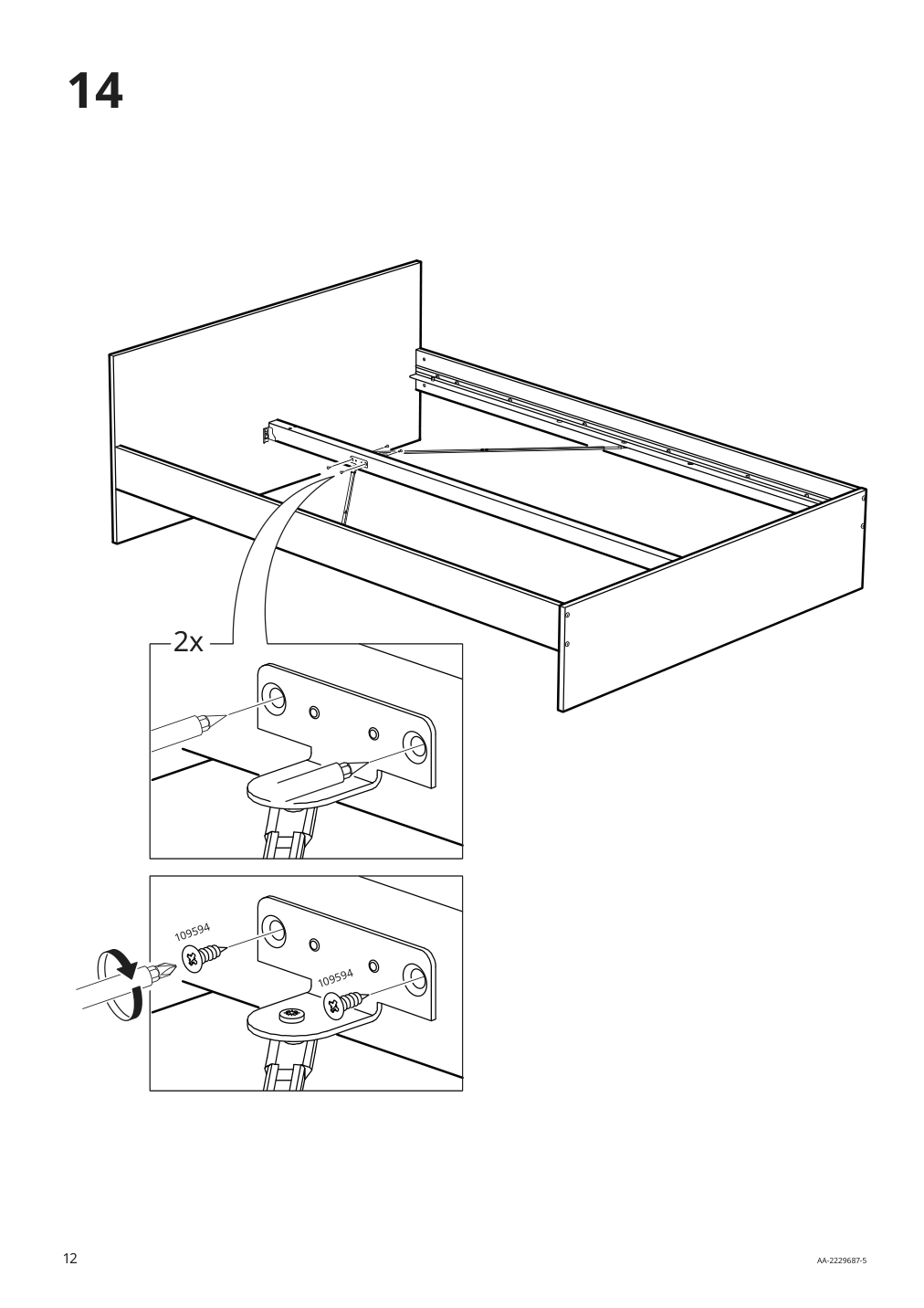 Assembly instructions for IKEA Gursken bed frame with headboard light beige | Page 12 - IKEA GURSKEN bed frame with headboard 194.086.69