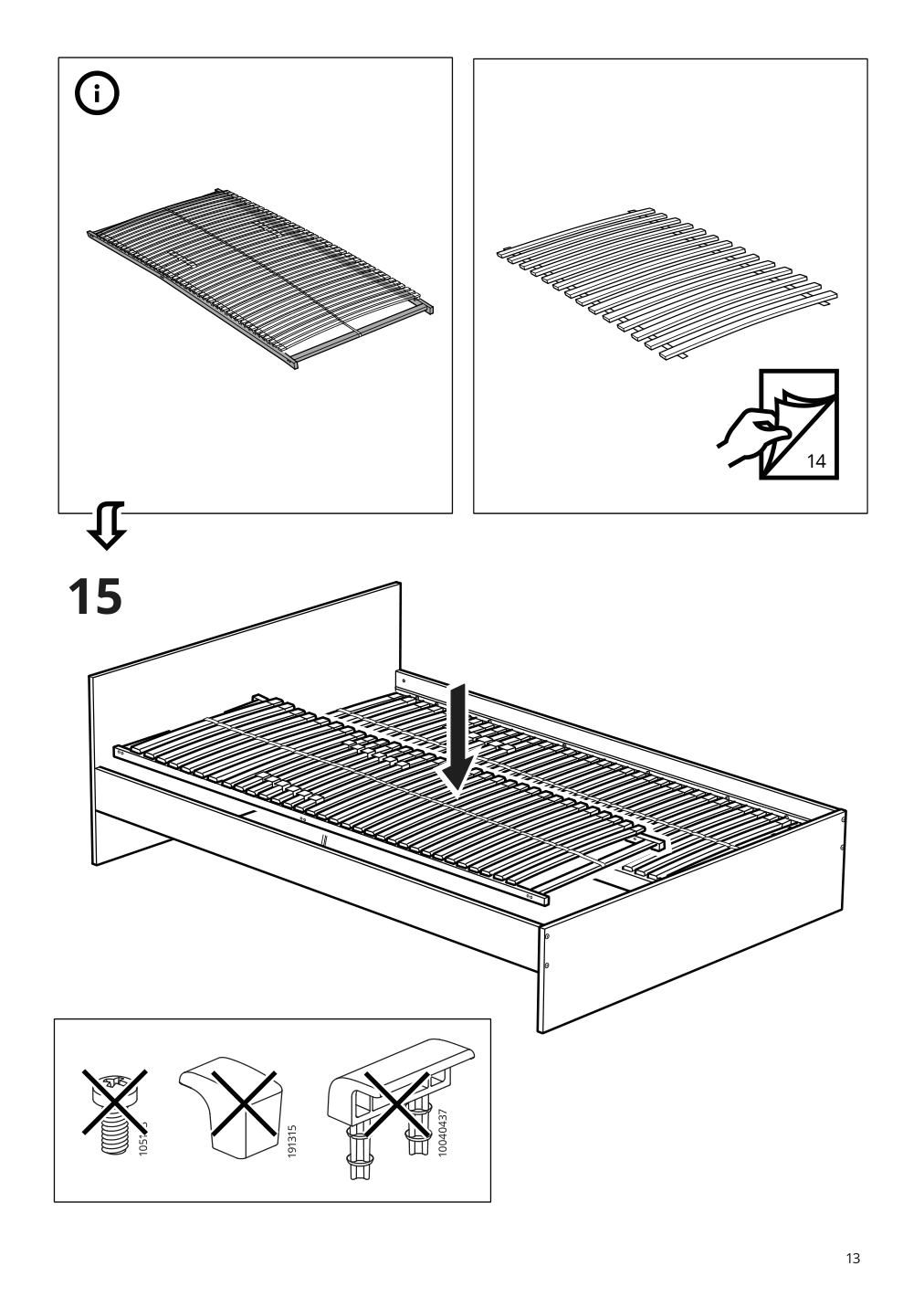 Assembly instructions for IKEA Gursken bed frame with headboard light beige | Page 13 - IKEA GURSKEN bedroom furniture, set of 3 494.205.04