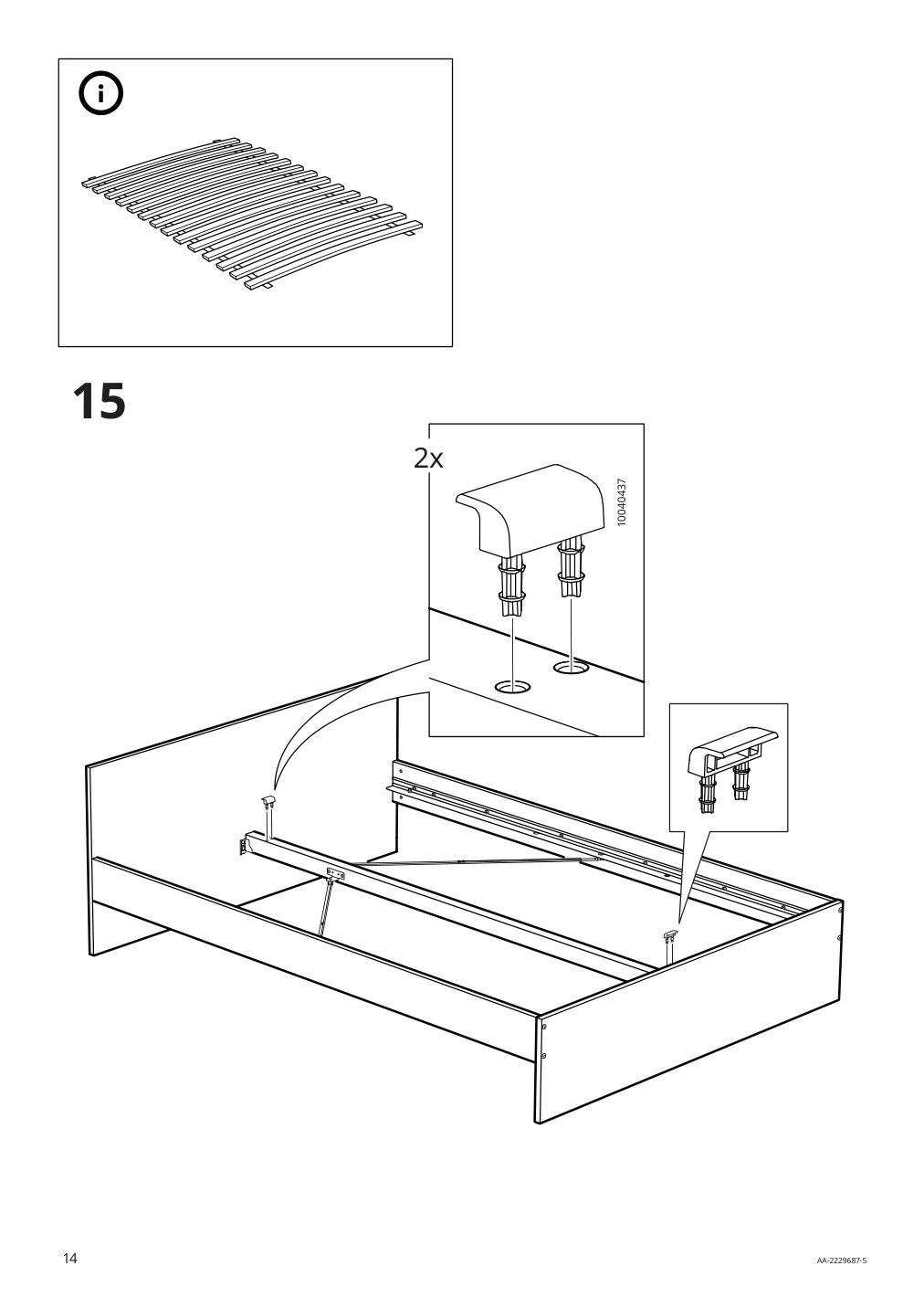 Assembly instructions for IKEA Gursken bed frame with headboard light beige | Page 14 - IKEA GURSKEN bed frame with headboard 194.086.69