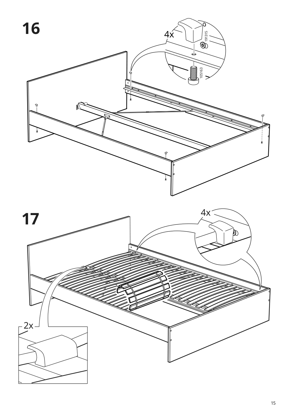 Assembly instructions for IKEA Gursken bed frame with headboard light beige | Page 15 - IKEA GURSKEN bedroom furniture, set of 3 494.205.04