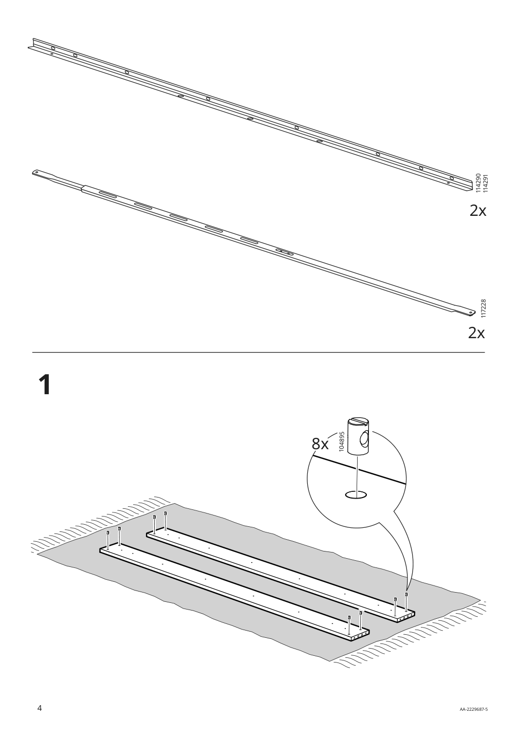 Assembly instructions for IKEA Gursken bed frame with headboard light beige | Page 4 - IKEA GURSKEN bedroom furniture, set of 3 494.205.04