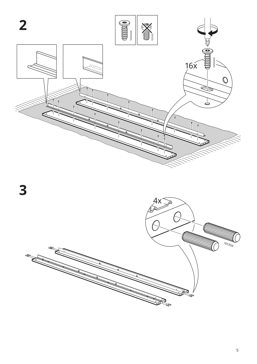 Assembly instructions for IKEA Gursken bed frame with headboard light beige | Page 5 - IKEA GURSKEN bedroom furniture, set of 3 494.205.04