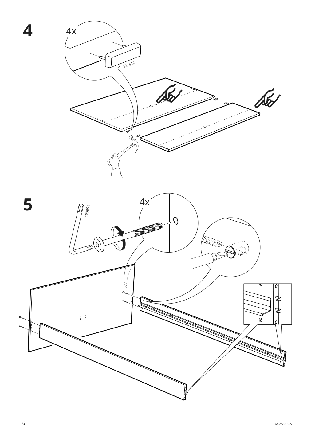 Assembly instructions for IKEA Gursken bed frame with headboard light beige | Page 6 - IKEA GURSKEN bedroom furniture, set of 3 494.205.04