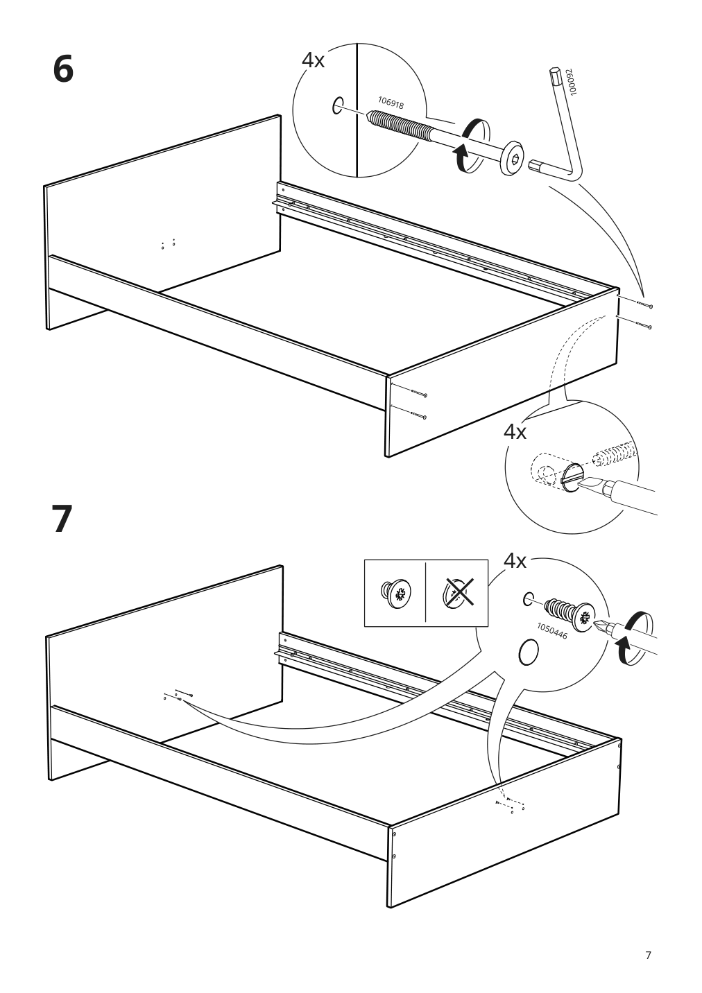 Assembly instructions for IKEA Gursken bed frame with headboard light beige | Page 7 - IKEA GURSKEN bed frame with headboard 194.086.69