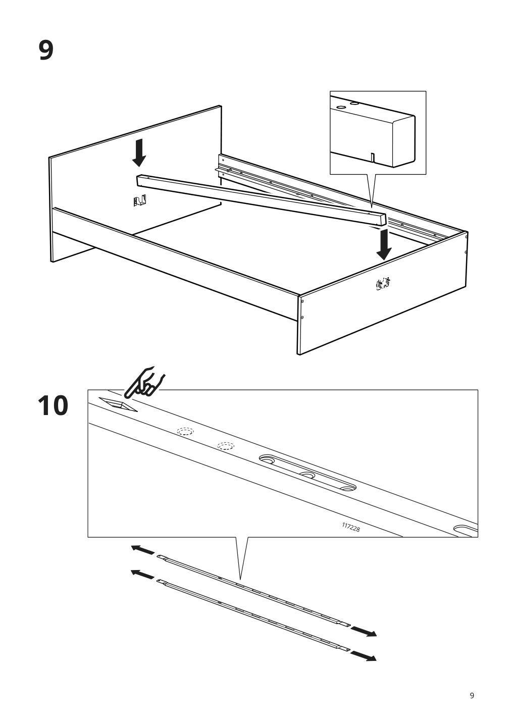 Assembly instructions for IKEA Gursken bed frame with headboard light beige | Page 9 - IKEA GURSKEN bedroom furniture, set of 3 494.205.04