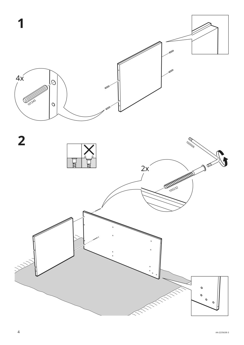 Assembly instructions for IKEA Gursken nightstand light beige | Page 4 - IKEA GURSKEN bedroom furniture, set of 3 494.205.04