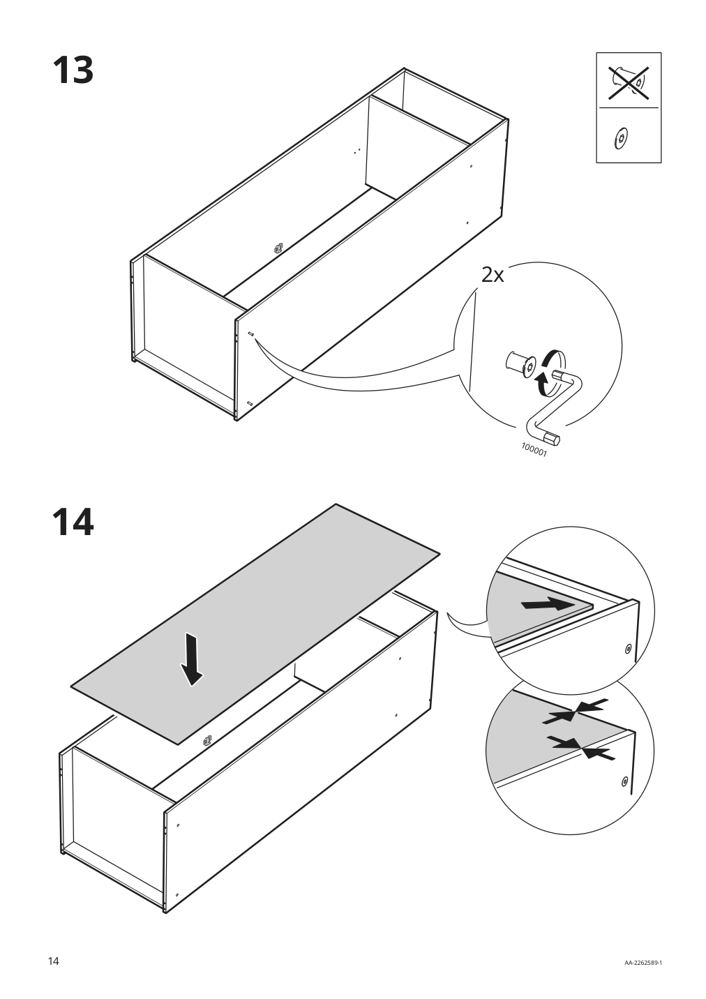 Assembly instructions for IKEA Gursken wardrobe with 2 doors light beige | Page 14 - IKEA GURSKEN bedroom furniture, set of 3 494.205.04