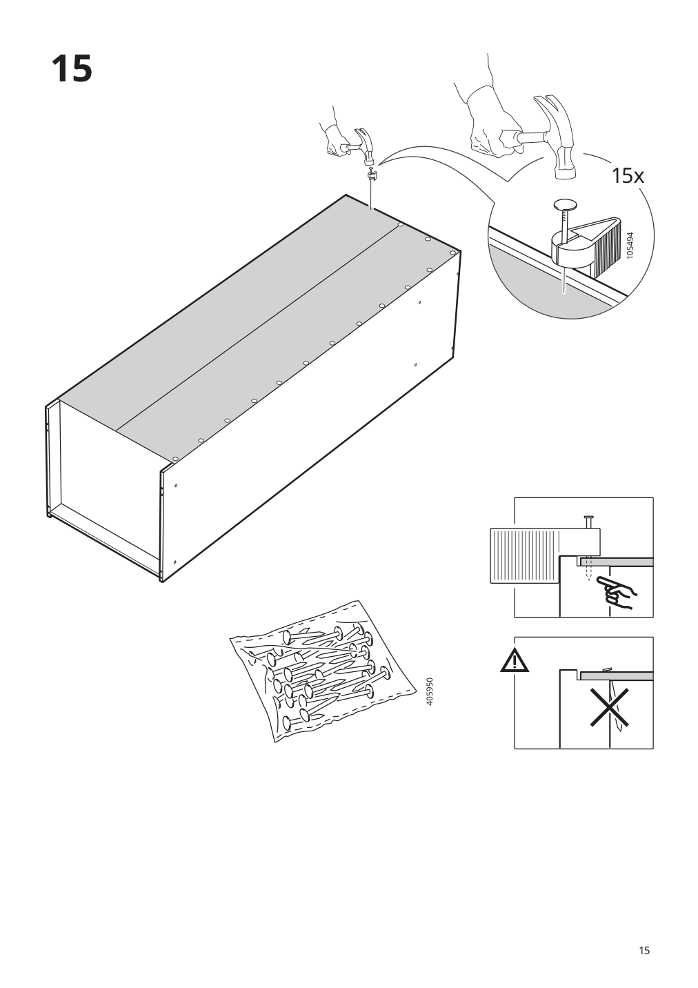 Assembly instructions for IKEA Gursken wardrobe with 2 doors light beige | Page 15 - IKEA GURSKEN wardrobe with 2 doors 005.032.99