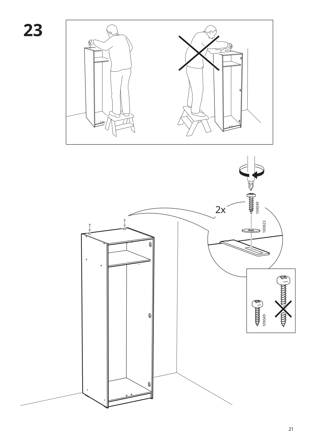 Assembly instructions for IKEA Gursken wardrobe with 2 doors light beige | Page 21 - IKEA GURSKEN wardrobe with 2 doors 005.032.99