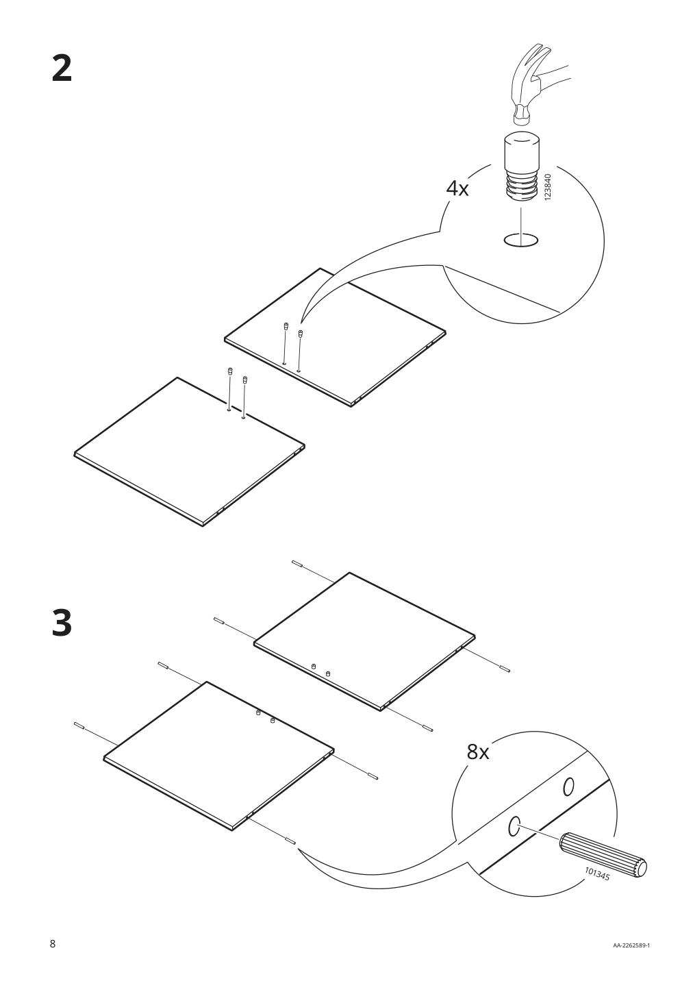 Assembly instructions for IKEA Gursken wardrobe with 2 doors light beige | Page 8 - IKEA GURSKEN bedroom furniture, set of 3 494.205.04