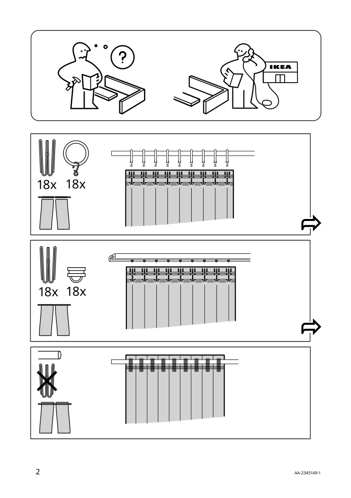 Assembly instructions for IKEA Haeckberberis room darkening curtains 1 pair beige | Page 2 - IKEA HÄCKBERBERIS room darkening curtains, 1 pair 805.513.90