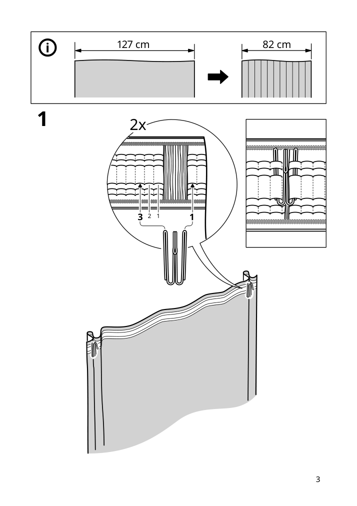 Assembly instructions for IKEA Haeckberberis room darkening curtains 1 pair beige | Page 3 - IKEA HÄCKBERBERIS room darkening curtains, 1 pair 805.513.90