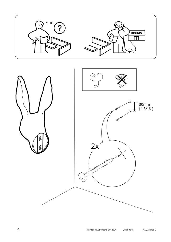 Assembly instructions for IKEA Haeggmispel wall decoration rabbit brass color | Page 4 - IKEA HÄGGMISPEL wall decoration 705.380.83