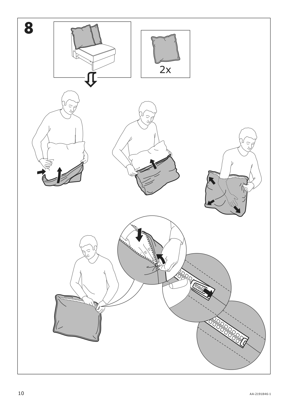 Assembly instructions for IKEA Haerlanda cover for 1 seat section ljungen medium gray | Page 10 - IKEA HÄRLANDA cover for sleeper sofa 693.206.07