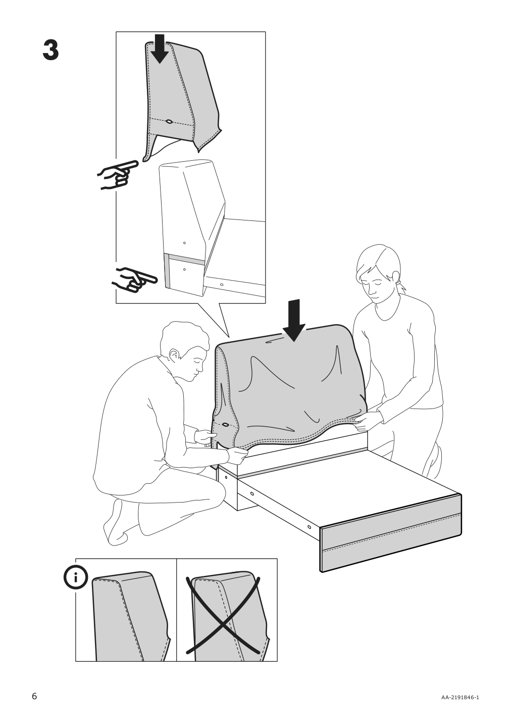 Assembly instructions for IKEA Haerlanda cover for 1 seat section ljungen light green | Page 6 - IKEA HÄRLANDA cover for sleeper sofa 093.206.05