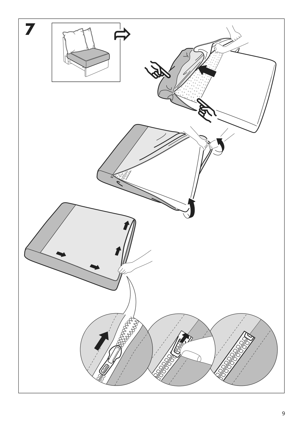 Assembly instructions for IKEA Haerlanda cover for 1 seat section ljungen medium gray | Page 9 - IKEA HÄRLANDA armchair 095.051.47