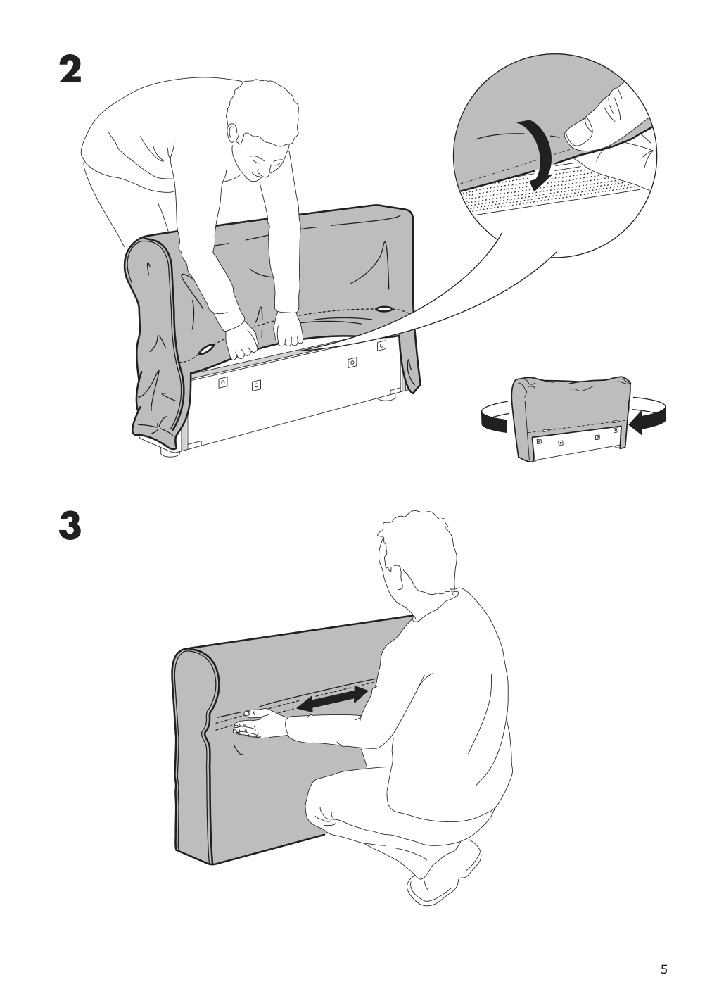 Assembly instructions for IKEA Haerlanda cover for armrest sporda natural | Page 5 - IKEA HÄRLANDA cover for sectional, 4-seat 593.206.79