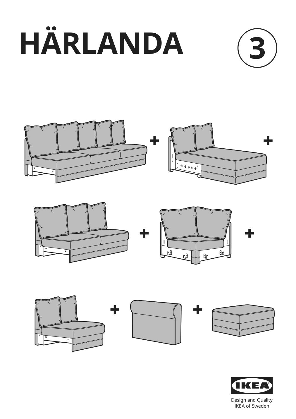 Assembly instructions for IKEA Haerlanda cover for armrest ljungen light green | Page 1 - IKEA HÄRLANDA cover for sectional, 5-seat 793.206.97