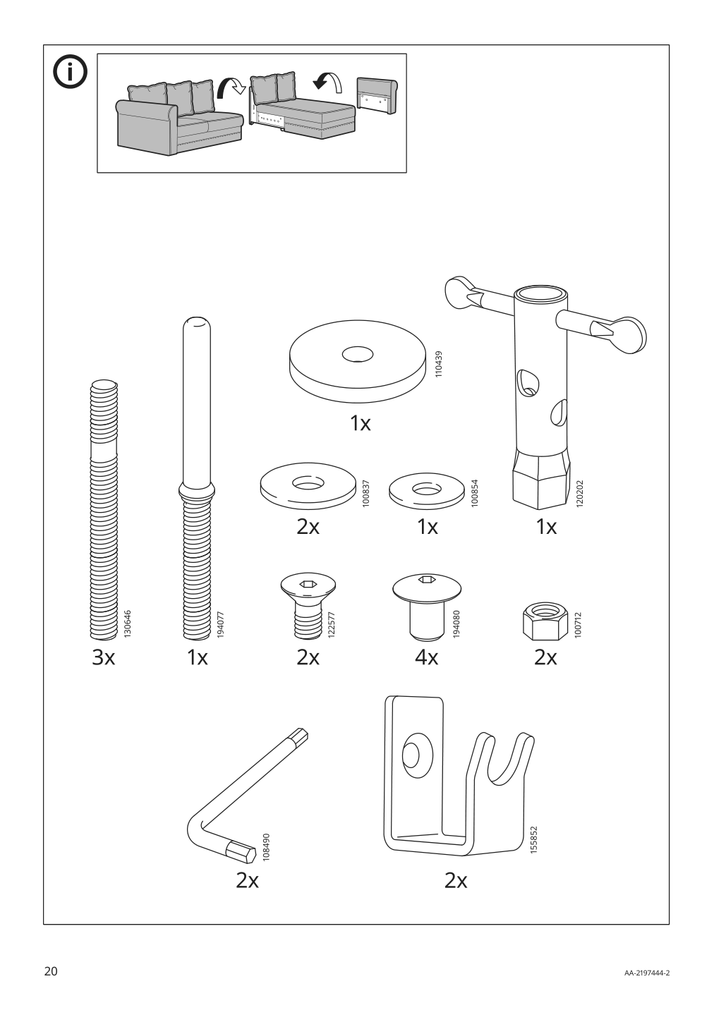 Assembly instructions for IKEA Haerlanda cover for armrest sporda natural | Page 20 - IKEA HÄRLANDA cover for sectional, 4-seat 593.206.79