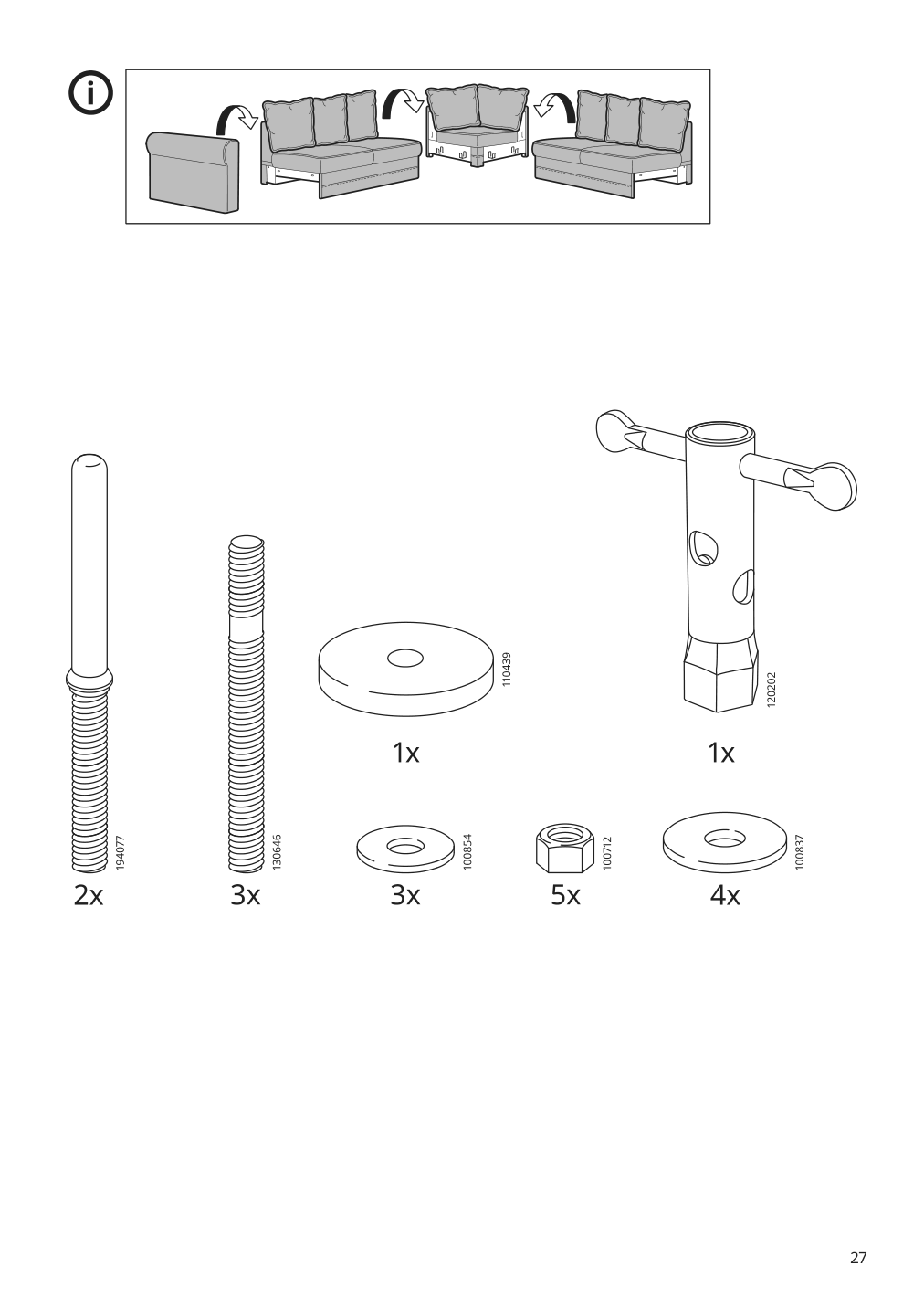 Assembly instructions for IKEA Haerlanda cover for armrest ljungen medium gray | Page 27 - IKEA HÄRLANDA cover for sectional, 5-seat 893.206.87