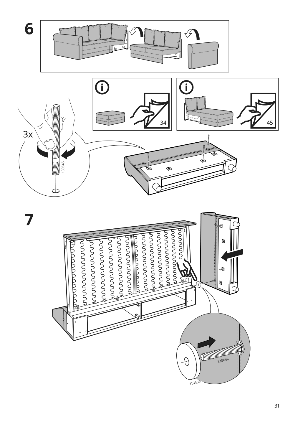 Assembly instructions for IKEA Haerlanda cover for armrest sporda natural | Page 31 - IKEA HÄRLANDA chaise cover 093.207.28