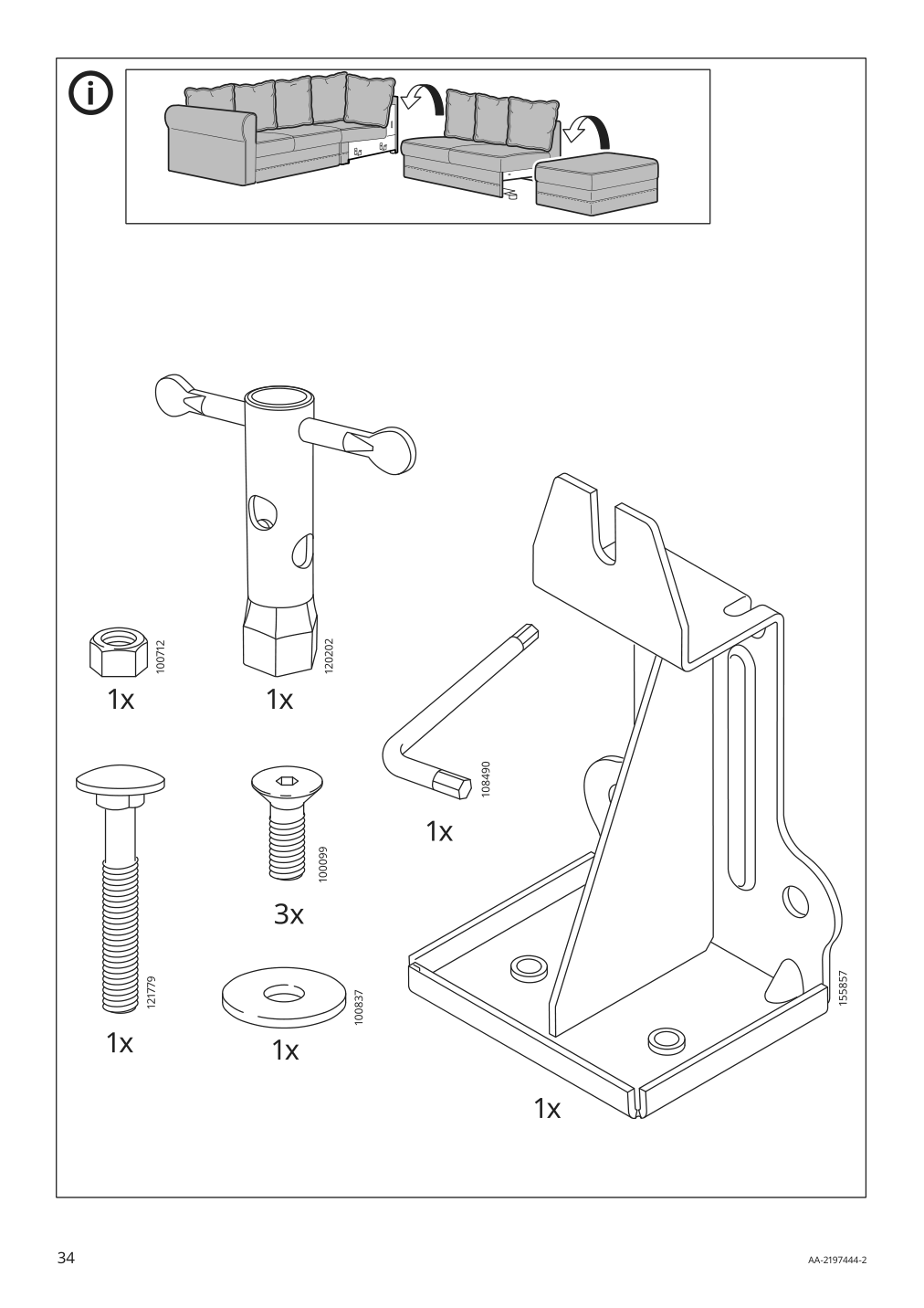 Assembly instructions for IKEA Haerlanda cover for armrest sporda natural | Page 34 - IKEA HÄRLANDA sofa 393.202.70