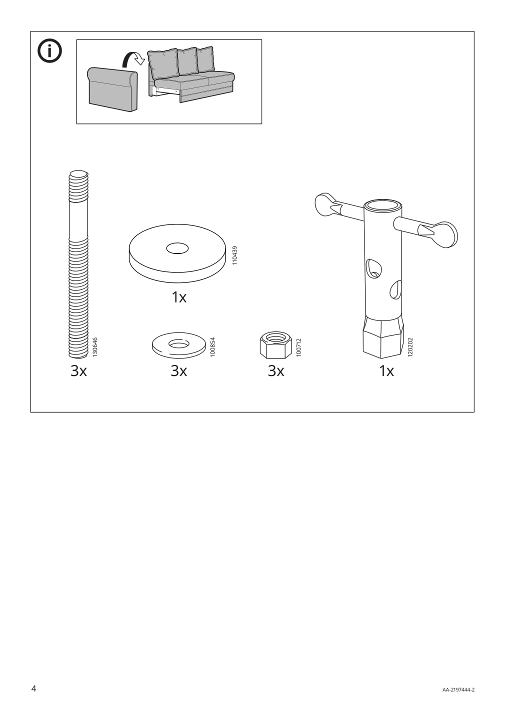 Assembly instructions for IKEA Haerlanda cover for armrest ljungen light green | Page 4 - IKEA HÄRLANDA sectional, 5-seat corner 093.203.37