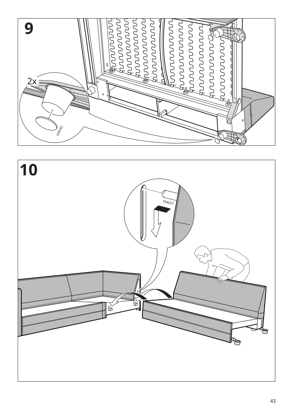 Assembly instructions for IKEA Haerlanda cover for armrest ljungen medium gray | Page 43 - IKEA HÄRLANDA cover f/corner sleeper sofa, 5-seat 493.207.12