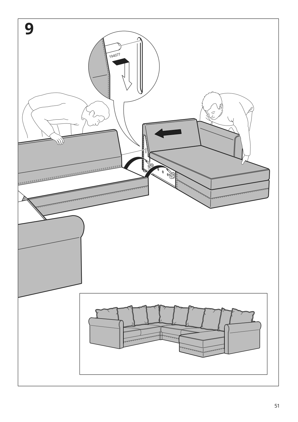 Assembly instructions for IKEA Haerlanda cover for armrest ljungen light green | Page 51 - IKEA HÄRLANDA cover for sectional, 5-seat 793.206.97