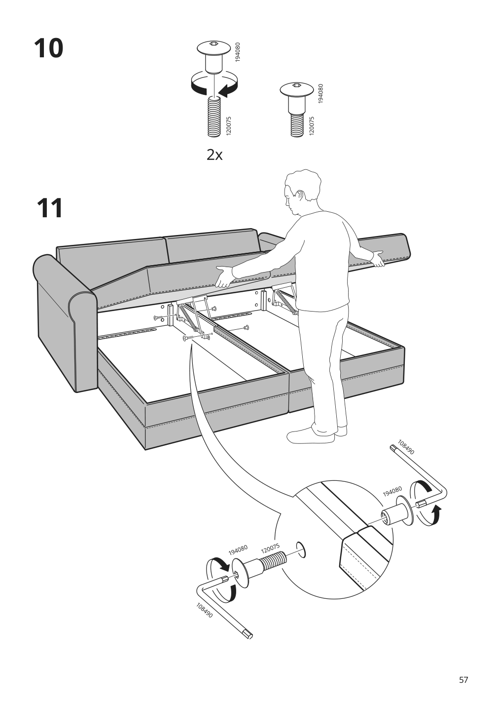 Assembly instructions for IKEA Haerlanda cover for armrest ljungen light green | Page 57 - IKEA HÄRLANDA sectional, 5-seat corner 093.203.37