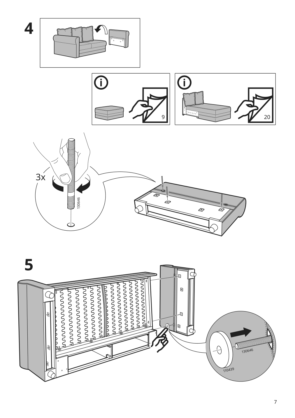 Assembly instructions for IKEA Haerlanda cover for armrest ljungen medium gray | Page 7 - IKEA HÄRLANDA cover for loveseat 693.205.94