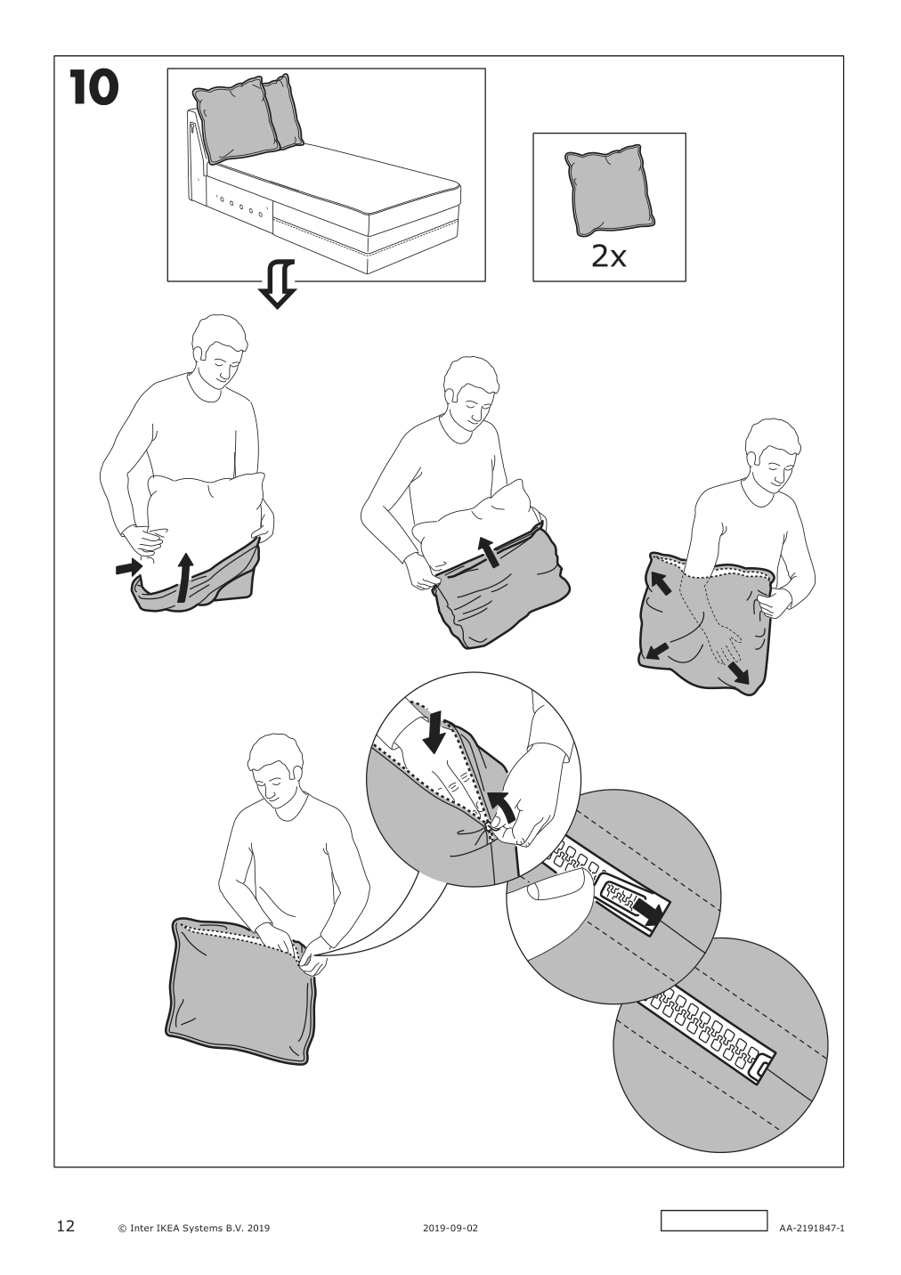 Assembly instructions for IKEA Haerlanda cover for chaise section sporda natural | Page 12 - IKEA HÄRLANDA chaise cover 093.207.28